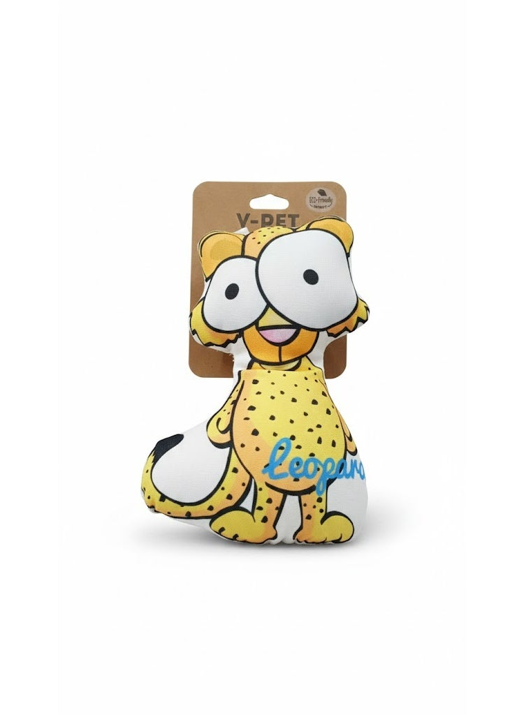 Leopard Plush Dog Toy, Yellow Spotted Character Design with Big Eyes